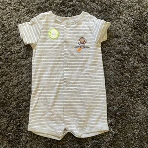 Carter’s striped monkey snap-up romper 18m